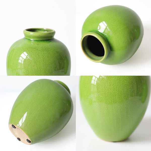 Green Crackle Ceramic Vase