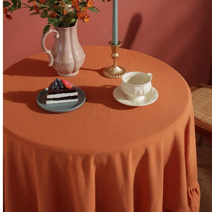 Block Colour Ruffle Round Tablecloth