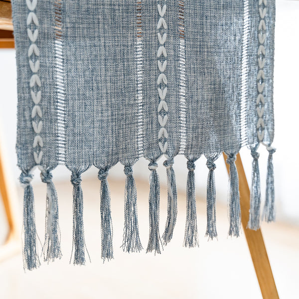 Cloudy Day Tassel Table Runner