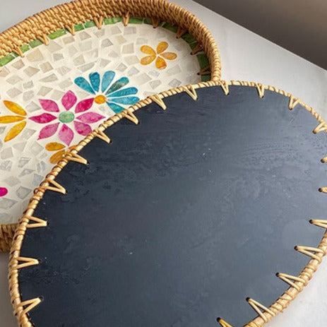 Shell Art Oval Tray Set