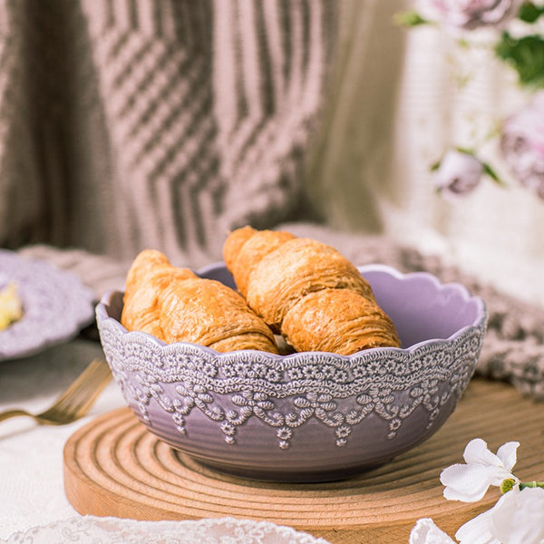 Lavender Lace Embossed Dinnerware