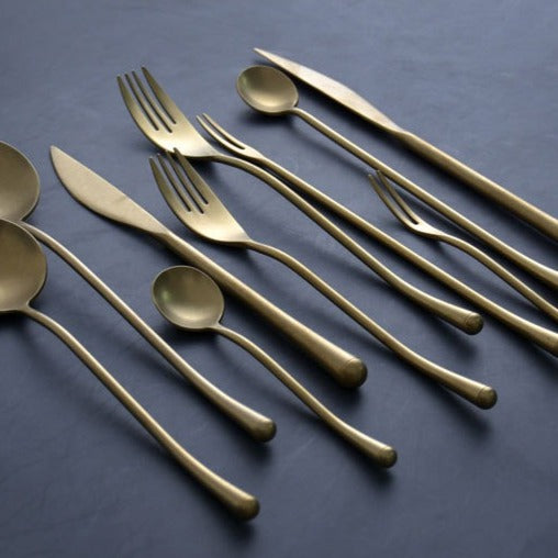 Retro Matte Gold Cutlery