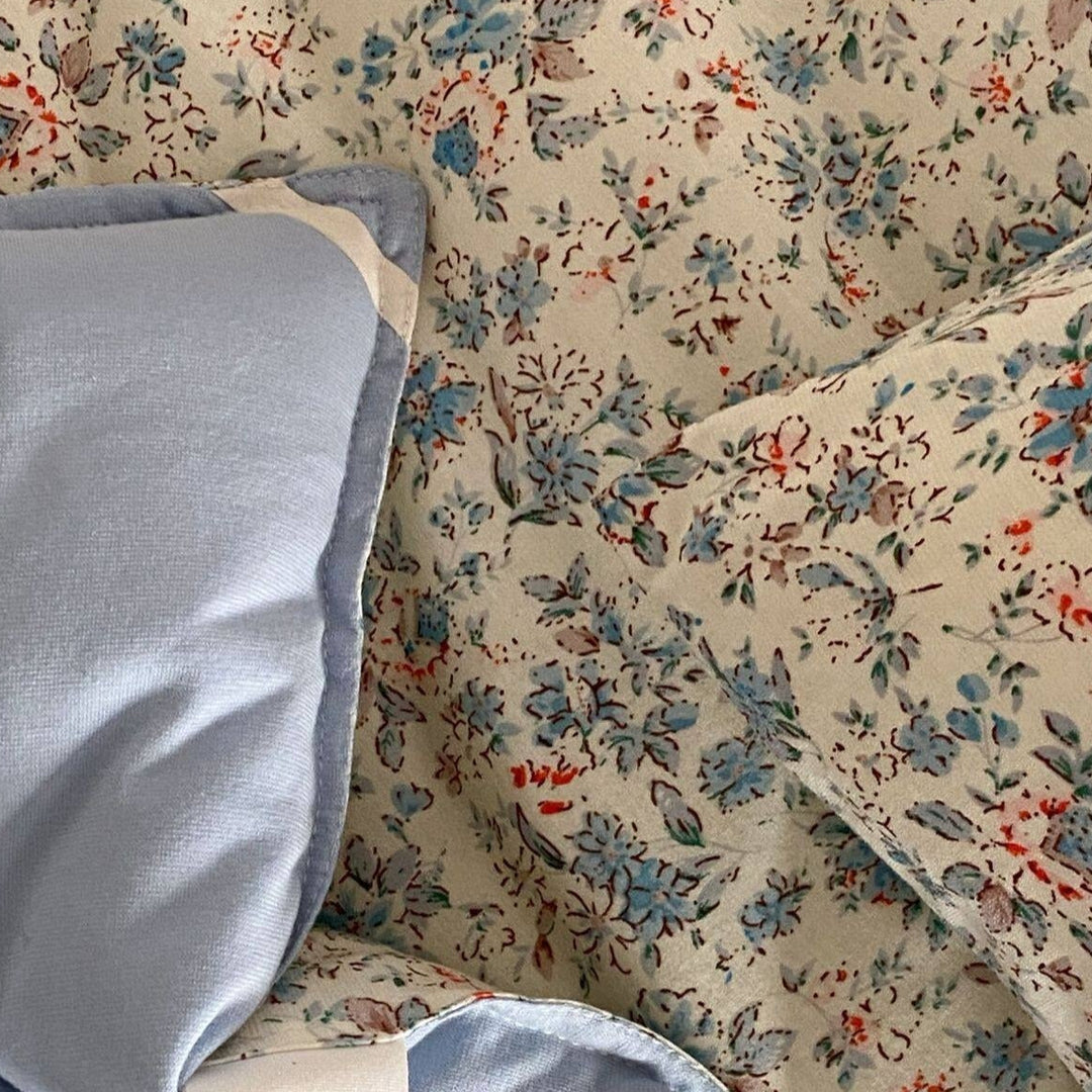 Wildflower Blue Summer Quilted Blanket