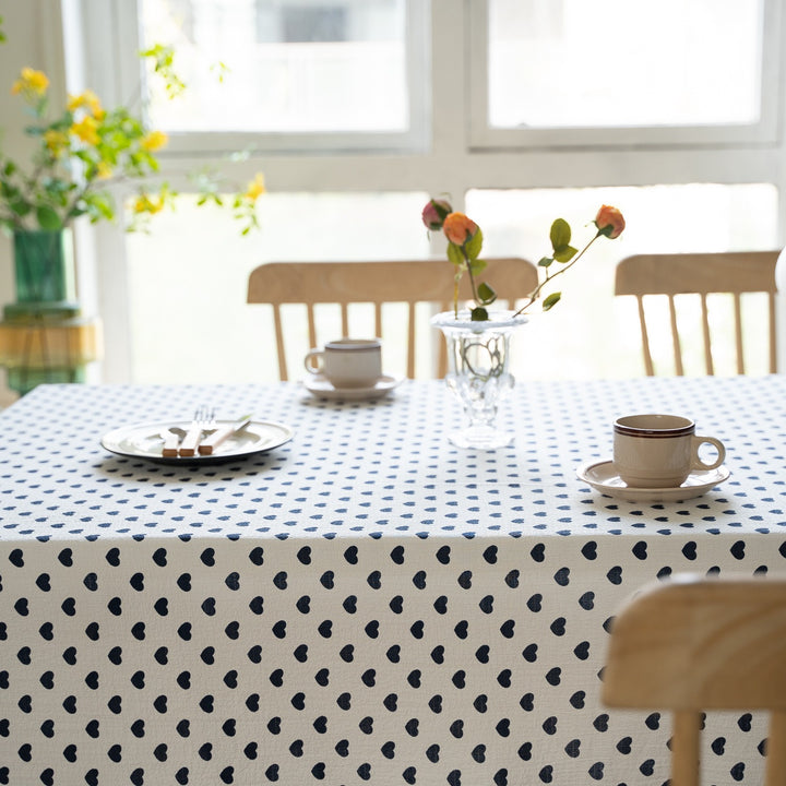 Heart Polka Dots Table Cloth