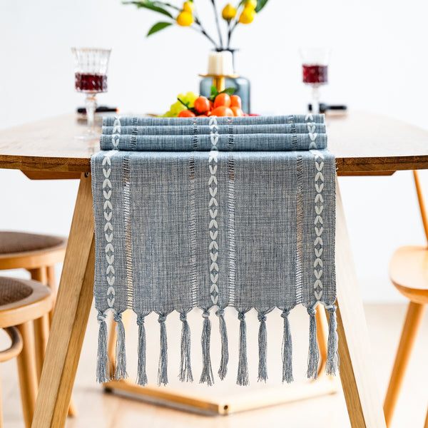Cloudy Day Tassel Table Runner
