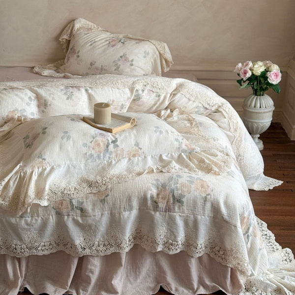 Perpetua Rosy Lace Bedding Set