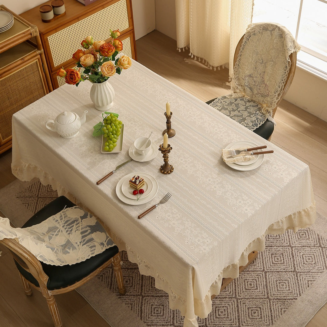 Chateau Lace Ruffle Tablecloth