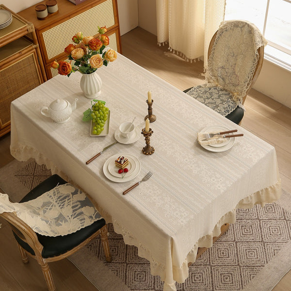 Chateau Lace Ruffle Tablecloth