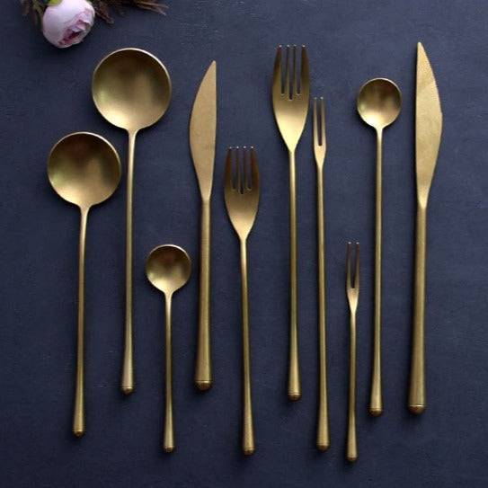 Retro Matte Gold Cutlery