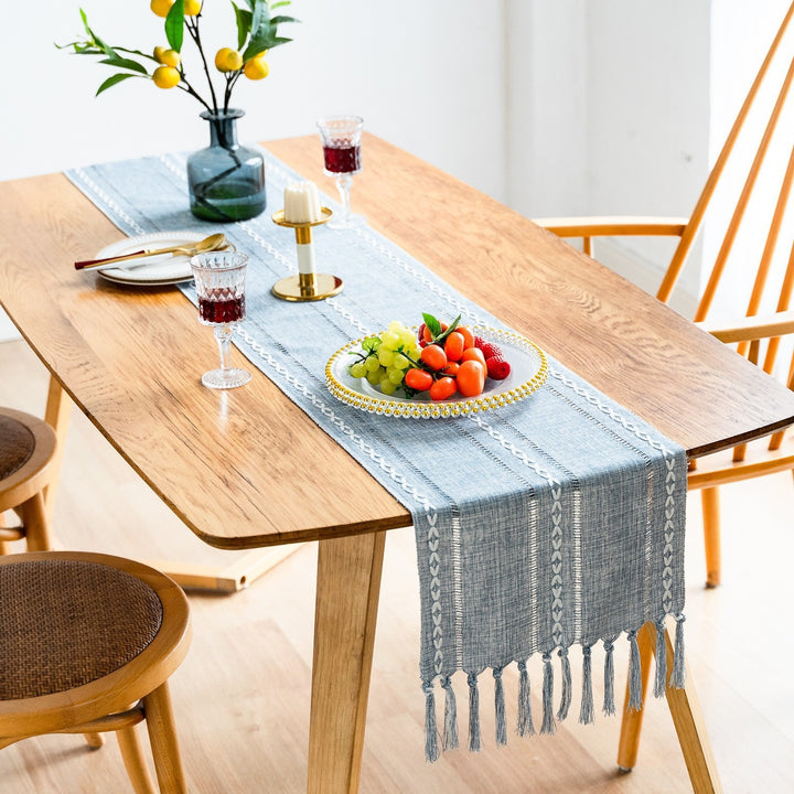 Cloudy Day Tassel Table Runner