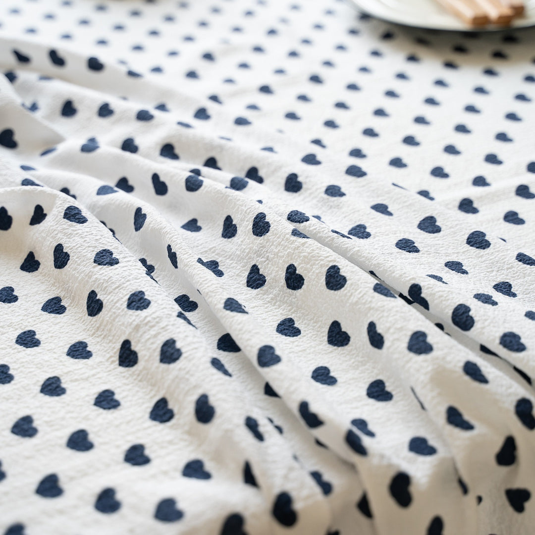 Heart Polka Dots Table Cloth