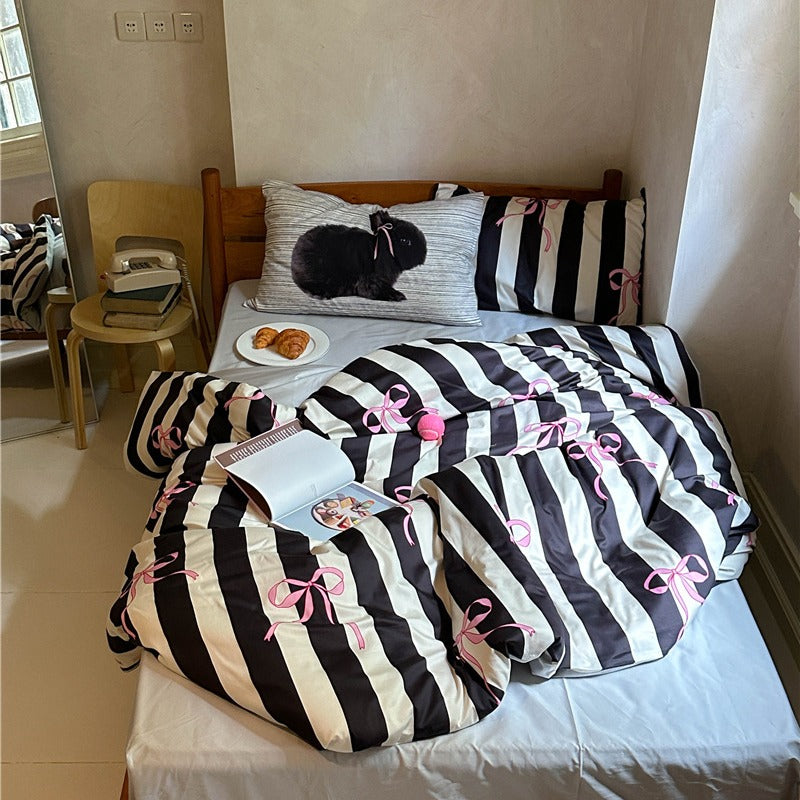 Lace & Bow Stripe Set