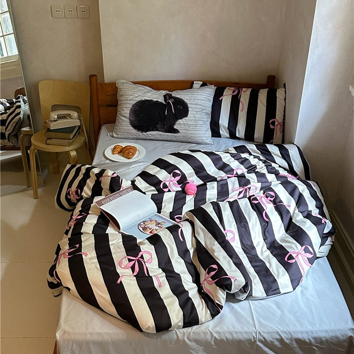 Lace & Bow Stripe Set