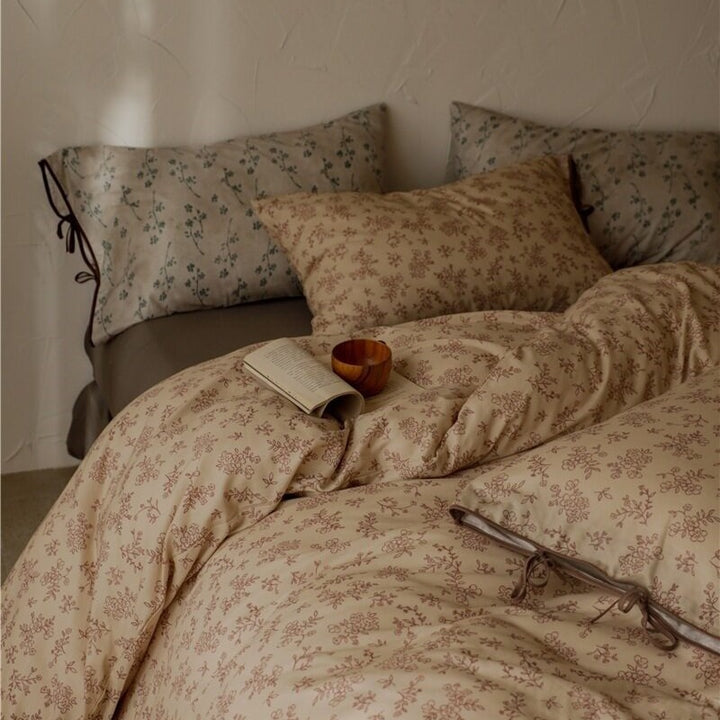 Warm Taupe Ditsy Floral Bedding Set