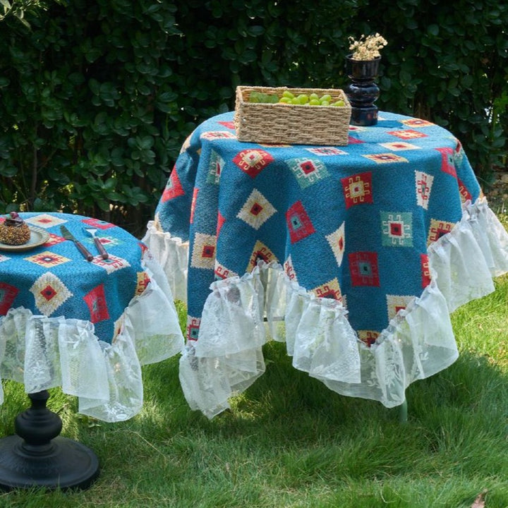 Blue Patchwork Table Cloth