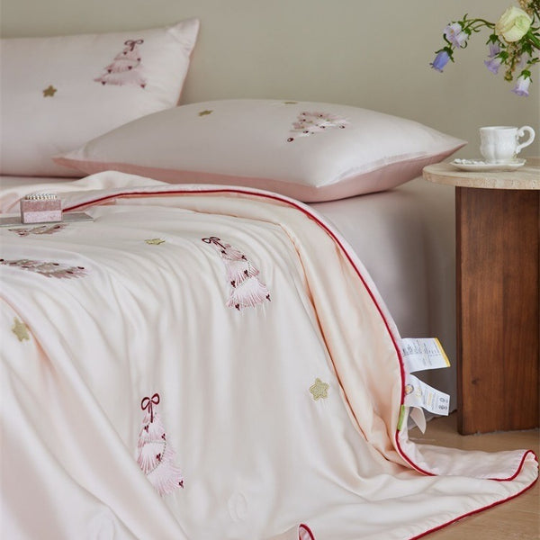 Pink Xmas Tree Lyocell Summer Blanket