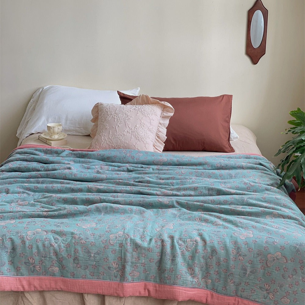 Butterfly Canvas Summer Quilted Blanket