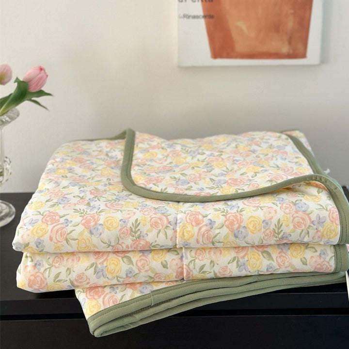 Vivid Floral Summer Quilted Blanket