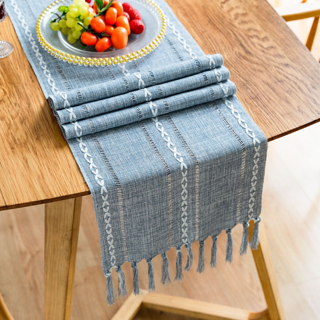 Cloudy Day Tassel Table Runner