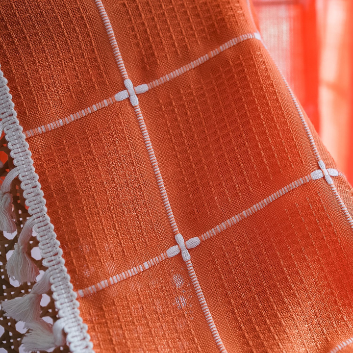 Sunlit Check Fringe Curtain