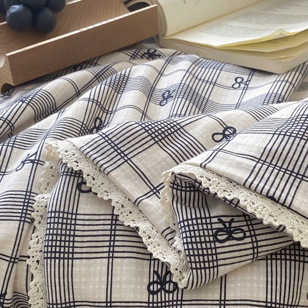 Plaid Bow Summer Quilted Blanket