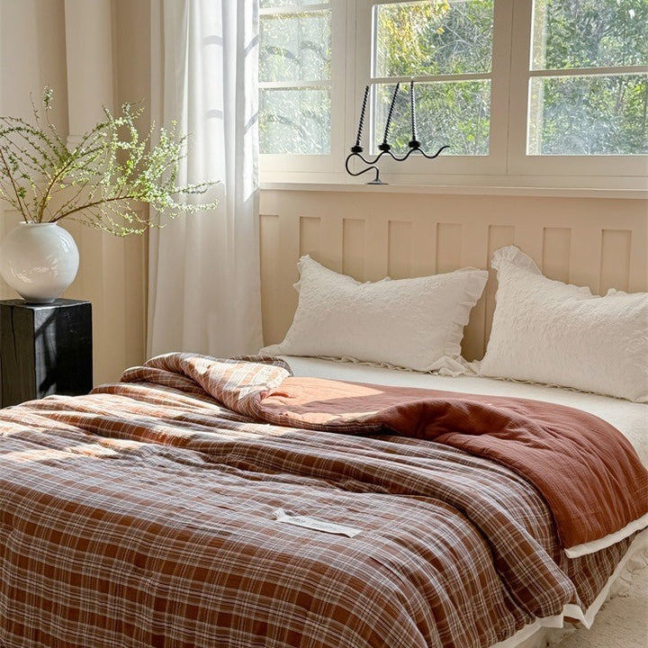 Vintage Tartan Summer Quilted Blanket