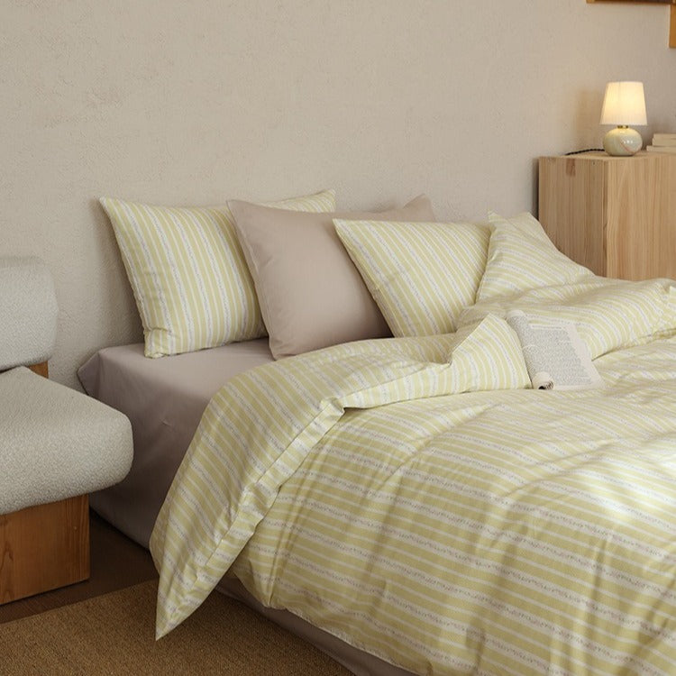 Yellow Striped Bedding Set
