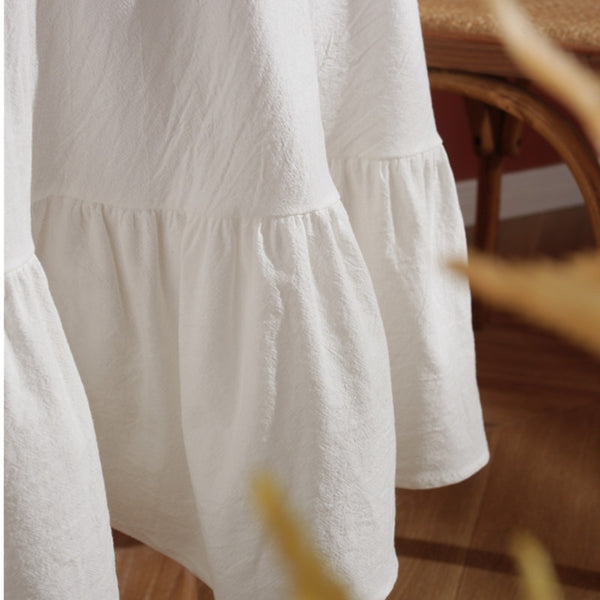 Block Colour Ruffle Round Tablecloth