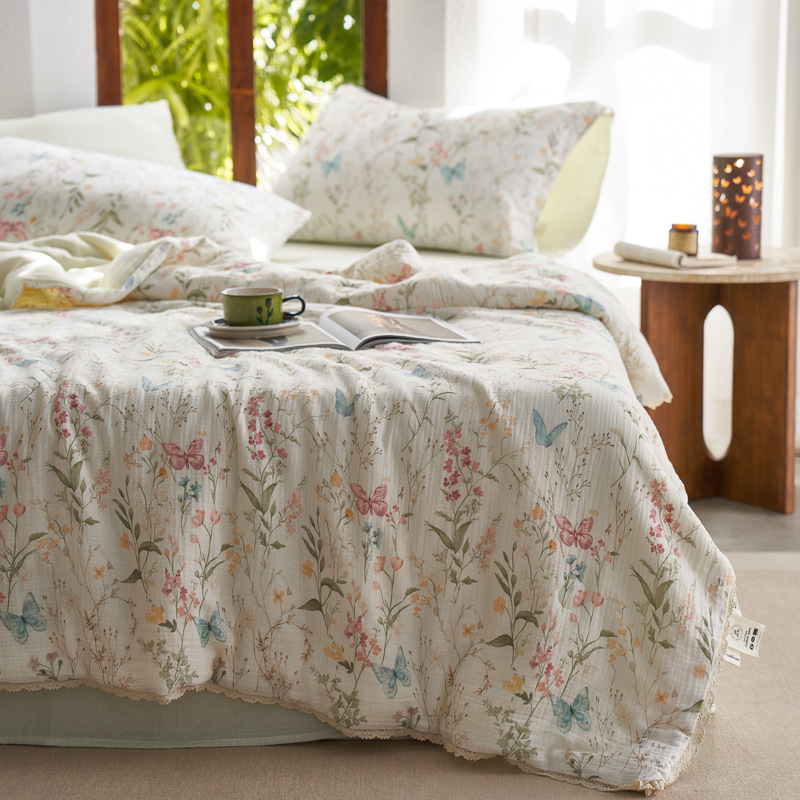 Colourful Garden Summer Quilted Blanket