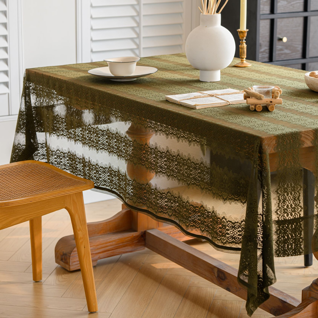 Retro Stripe Lace Tablecloth
