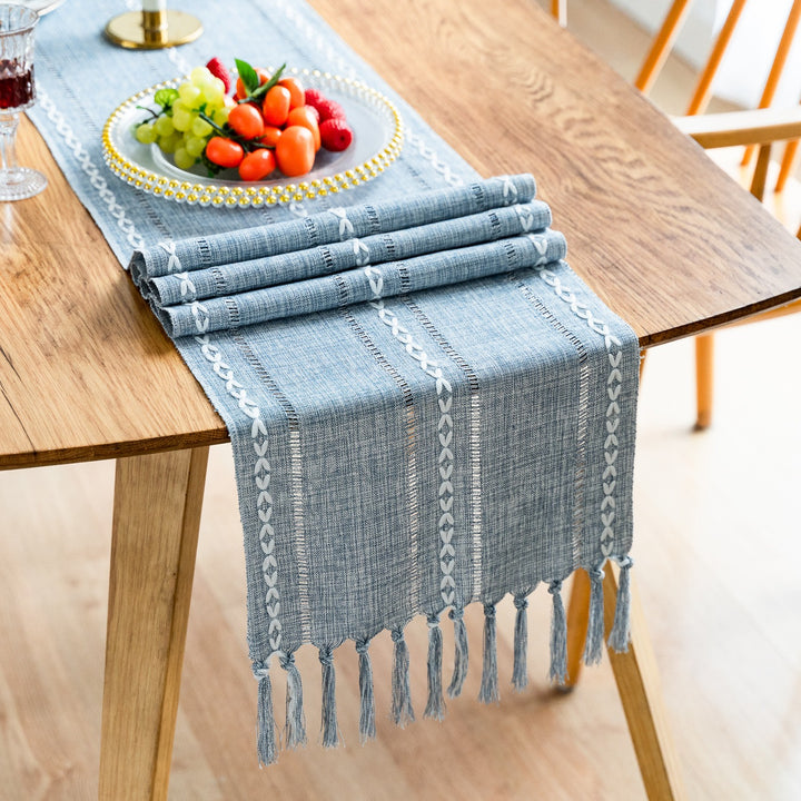 Cloudy Day Tassel Table Runner
