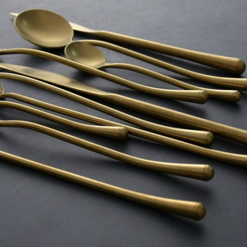 Retro Matte Gold Cutlery