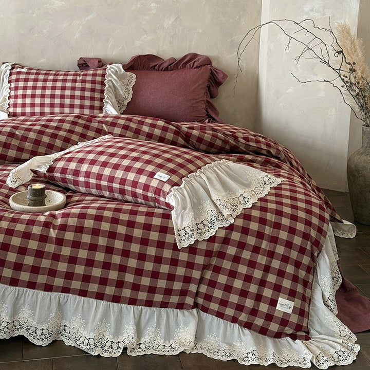 Countryside Lace Checker Bedding Set Collection