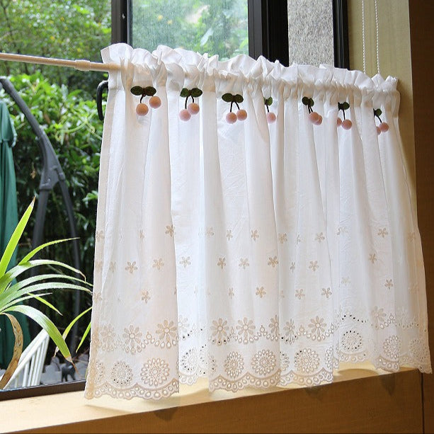 Sweet Lace with Cherry Cabinet Curtain