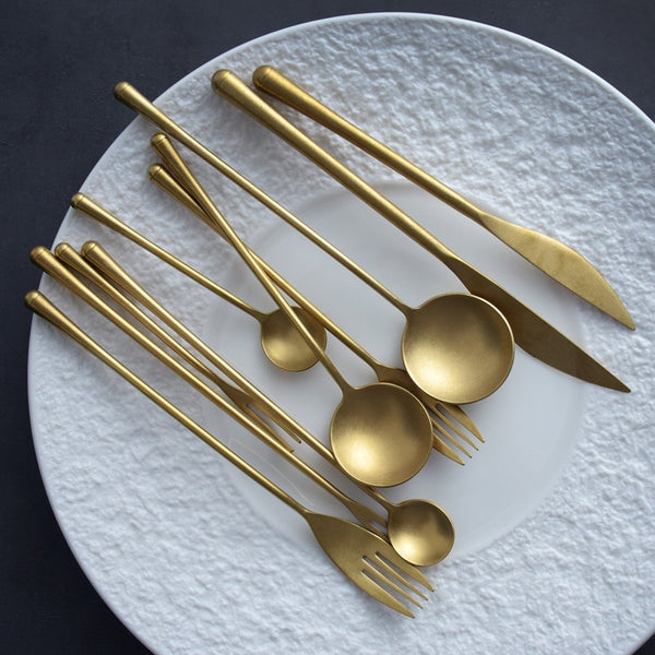 Retro Matte Gold Cutlery