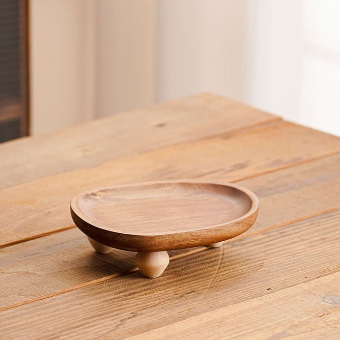 Legged Wooden Oval Tray Set