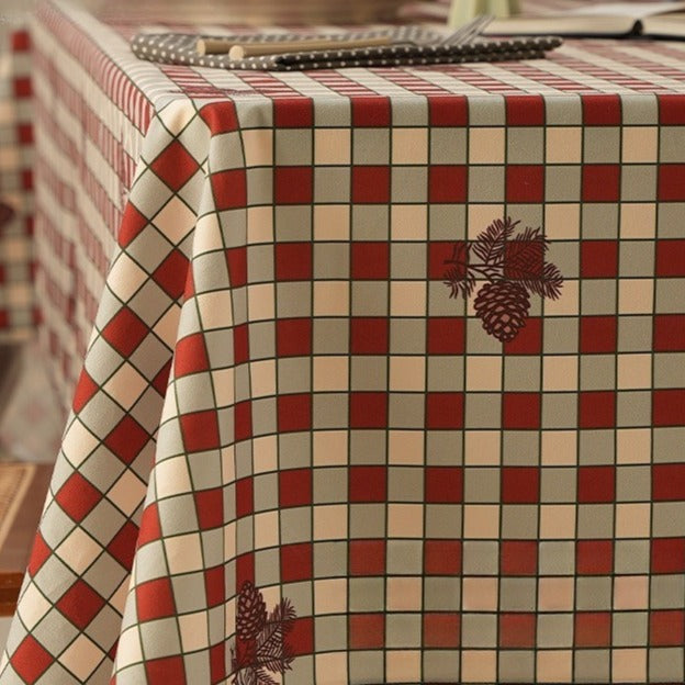 Pinecone Checkerboard Tablecloth