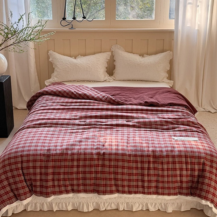 Cherry Check Summer Quilted Blanket