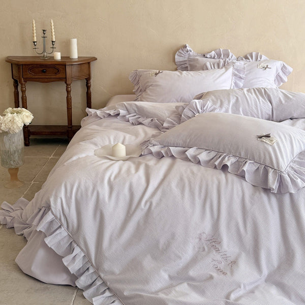 Lavender Ruffle Stripe Bedding Set - FINAL SALE