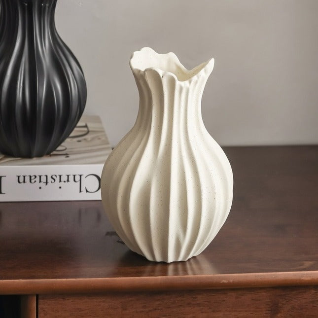 Ruffle Pleat Ceramic Vase