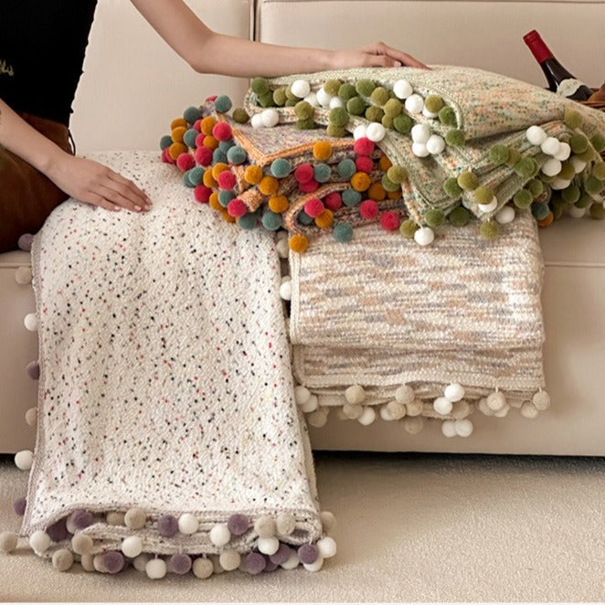 Pom-Pom Candy Quilted Blanket