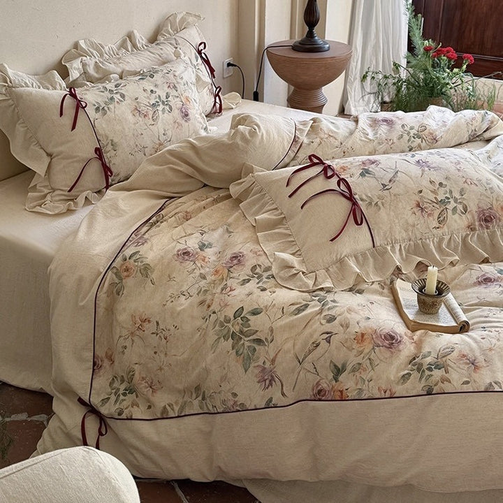 Oil Painting Floral Bedding Set
