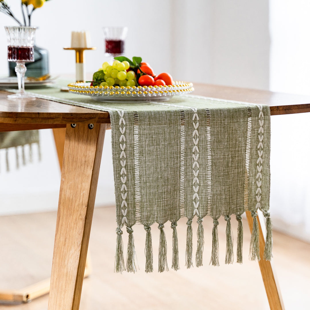 Cloudy Day Tassel Table Runner