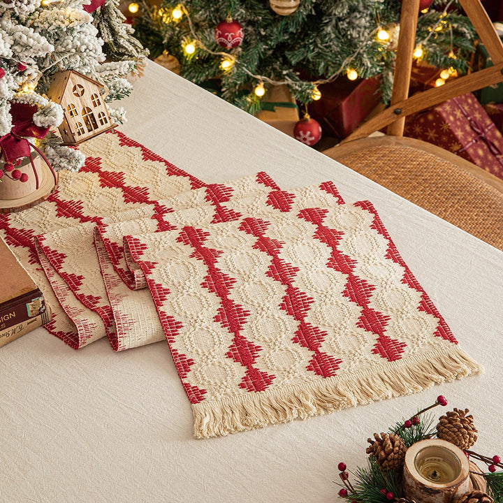Woven Holiday Fringe Table Runner
