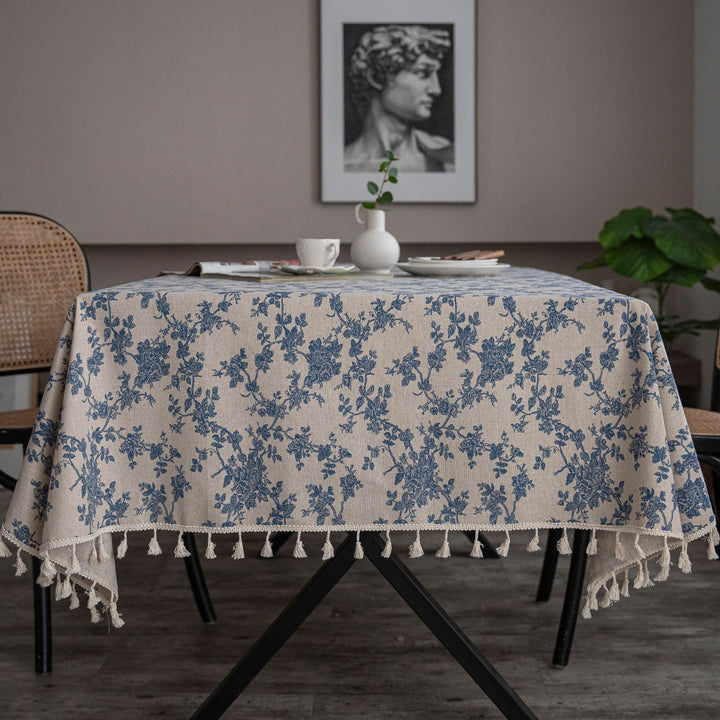 Retro Blooming Blue Table Cloth