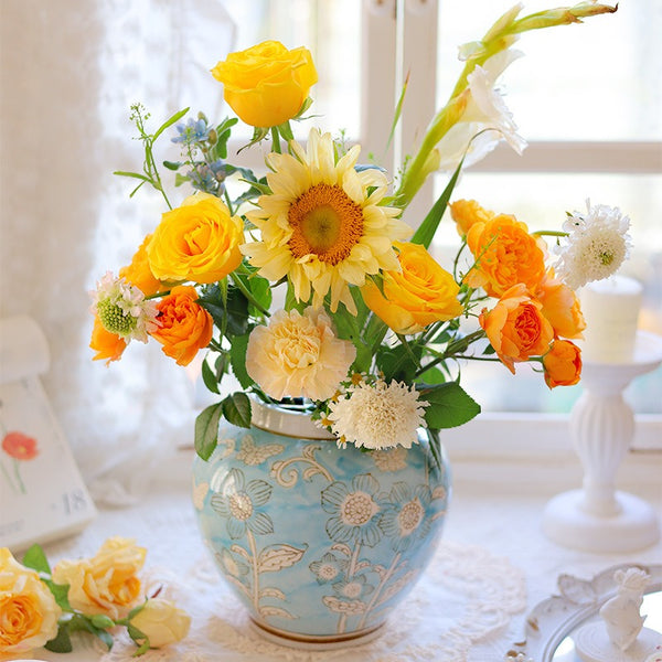 Blue Garden Ceramic Vase