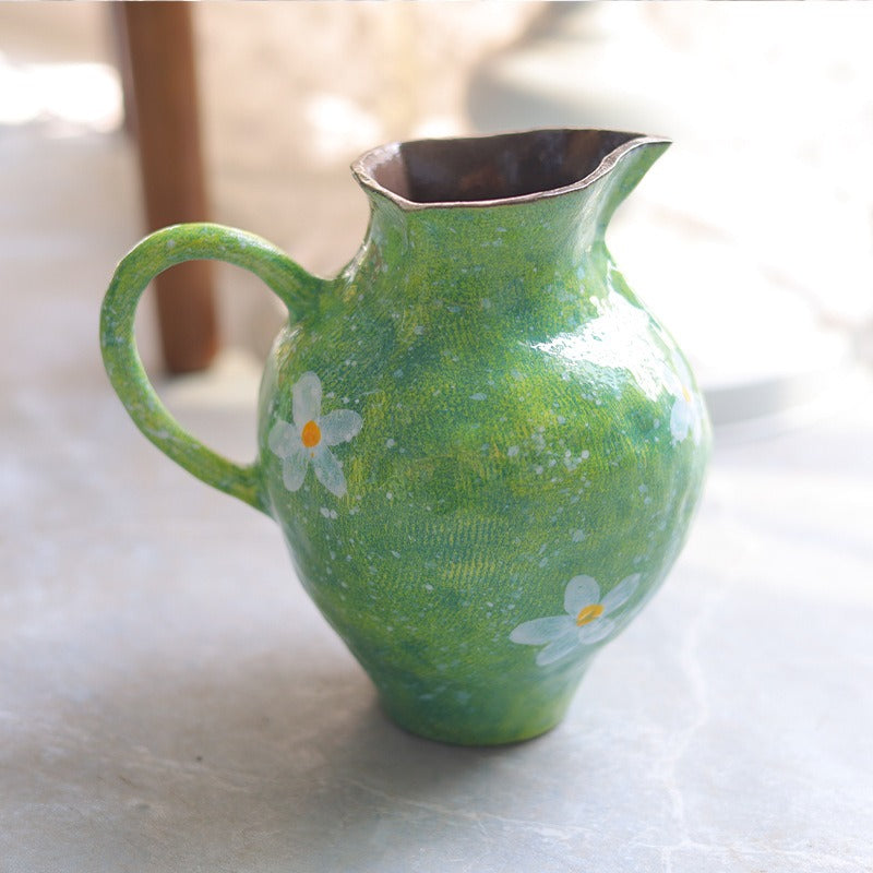 Daisy Green Ceramic Vase