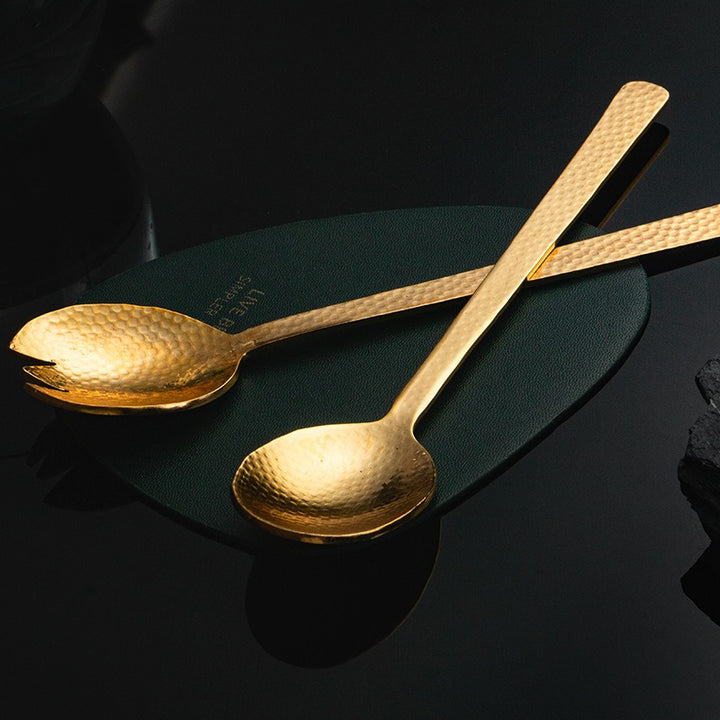 Gold Hammer Texture Salad Cutlery