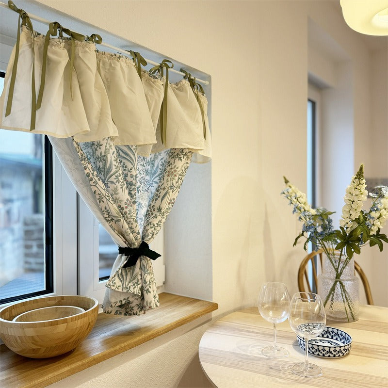 Rural Green & Lace Cabinet Curtain