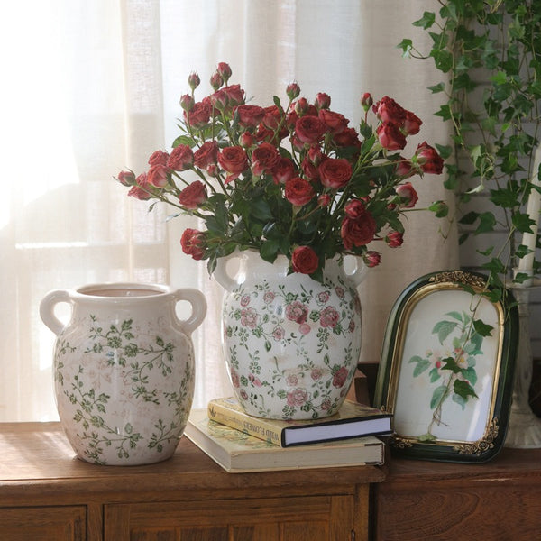 Red Rose Ceramic Vase